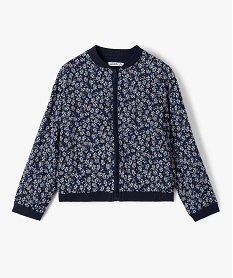 GEMO Blouson fille imprimé avec finitions bord-côte Bleu