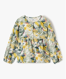 blouse fille fluide a manches longues imprime tropical beigeG135001_1