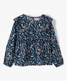 GEMO Blouse fille à manches longues motifs et volants Bleu