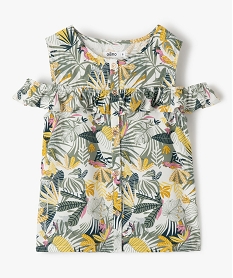 GEMO Chemise fille imprimée épaules dénudées blanc chine