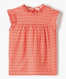 GEMO Blouse fille sans manches à motif fleuri et volants Orange