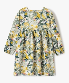 robe fille a manches longues motif tropical beigeG136401_1