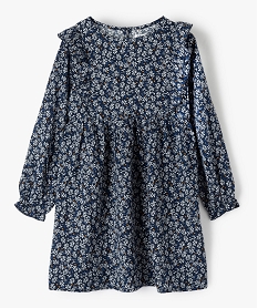 GEMO Robe fille imprimée à manches longues et volants Bleu