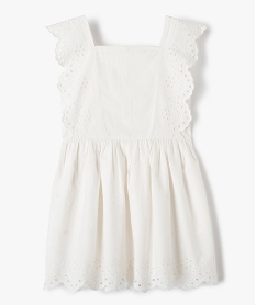 GEMO Robe fille sans manches en voile de coton brodé Beige