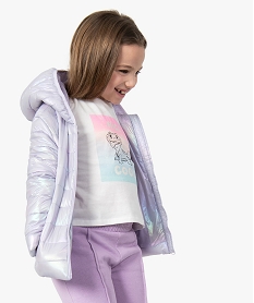 LING.HAUT ECRU BLOUSON VIOLET