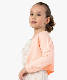 GEMO Gilet fille court en maille fine ajourée orange standard