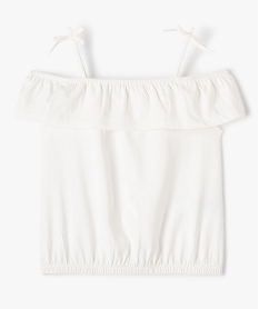 GEMO Tee-shirt fille à épaules dénudées et volant blanc chine