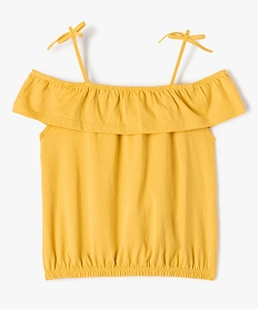 GEMO Tee-shirt fille à épaules dénudées et volant jaune standard