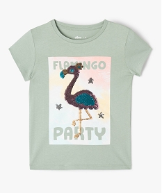 GEMO Tee-shirt fille imprimé à sequins réversibles Bleu