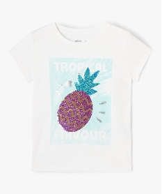 GEMO Tee-shirt fille imprimé à sequins réversibles Beige