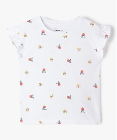 GEMO Tee-shirt fille imprimé à manches courtes volantées Beige