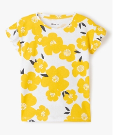 GEMO Tee-shirt fille imprimé à manches courtes volantées Jaune