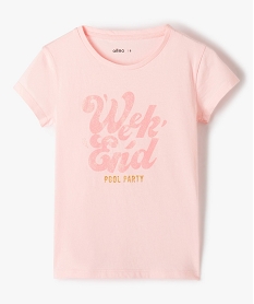 GEMO Tee-shirt fille pastel à motif pailleté Rose