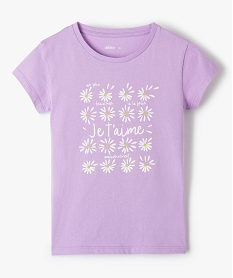 GEMO Tee-shirt fille pastel à motif pailleté Violet