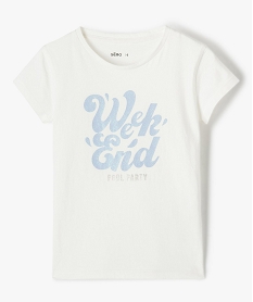 GEMO Tee-shirt fille pastel à motif pailleté Jaune