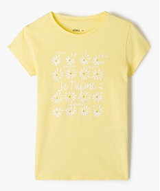 GEMO Tee-shirt fille pastel à motif pailleté jaune standard