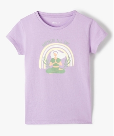 GEMO Tee-shirt fille pastel à motif pailleté violet standard