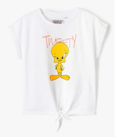 GEMO Tee-shirt fille avec motif Titi et Grosminet – Looney Tunes Beige