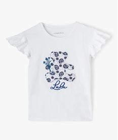 GEMO Tee-shirt fille à manches volantées avec motif - LuluCastagnette Blanc