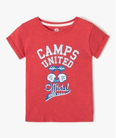 GEMO Tee-shirt fille à manches courtes imprimé - Camps United Rouge