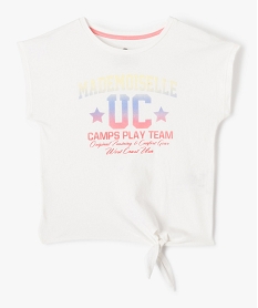 GEMO Tee-shirt fille loose avec nœud dans le bas - Camps United Beige