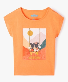 GEMO Tee-shirt fille à manches courtes coupe loose imprimé - Disney Orange