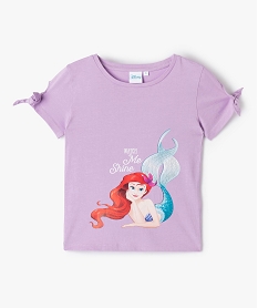 GEMO Tee-shirt fille à manches courtes nouées motif La Petite Sirène - Disney Violet
