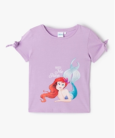 GEMO Tee-shirt fille à manches courtes nouées motif La Petite Sirène - Disney violet standard