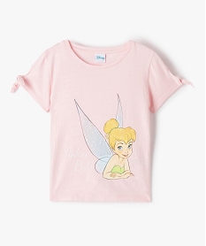 GEMO Tee-shirt fille à manches courtes nouées motif Fée Clochette - Disney Rose