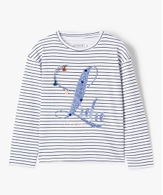 GEMO Tee-shirt fille à rayures et petits détails en relief - LuluCastagnette Blanc