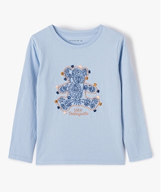 GEMO Tee-shirt fille à manches longues et broderie - LuluCastagnette bleu standard