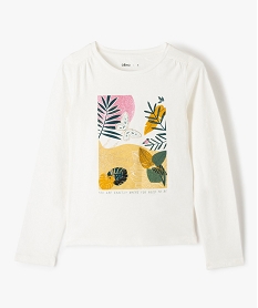 GEMO Tee-shirt fille à manches longues et motif bohème Beige