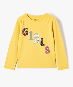 GEMO Tee-shirt fille à manches longues et motif bohème Jaune