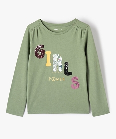 GEMO Tee-shirt fille à manches longues et motif bohème kaki standard