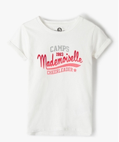 GEMO Tee-shirt fille à motif velours et paillettes - Camps United Beige