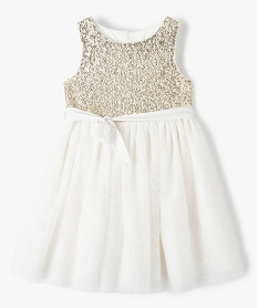 GEMO Robe de cérémonie fille en tulle et sequins dorés Beige