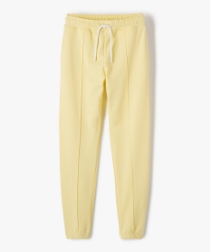 GEMO Pantalon de jogging fille molletonné à couture avant Jaune