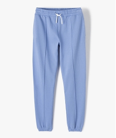 GEMO Pantalon de jogging fille molletonné à couture avant Bleu