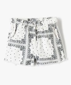 short en jean fille imprime a taille haute et coloris unique blanc shortsG157201_2
