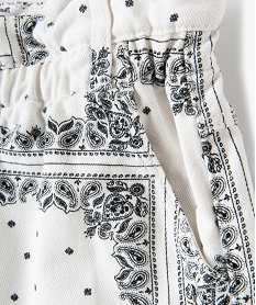 short en jean fille imprime a taille haute et coloris unique blancG157201_3