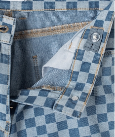 short en jean fille motif damier bleuG157901_3