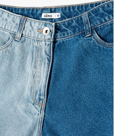 short en jean fille bicolore a taille haute grisG158001_2