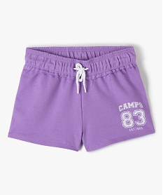 GEMO Short fille sportswear en maille à taille élastiquée - Camps United Violet