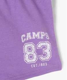 short fille sportswear en maille a taille elastiquee - camps united violet shortsG159101_2