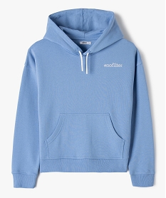 GEMO Sweat fille pastel à capuche intérieur molletonné bleu standard