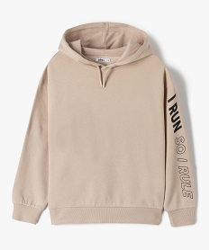 GEMO Sweat fille à capuche avec inscriptions contrastantes Beige