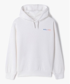 GEMO Sweat fille à capuche avec inscriptions contrastantes Blanc