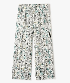 GEMO Pantalon fille imprimé avec taille élastiquée et ceinture à nouer jaune chine