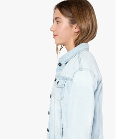 GEMO Veste fille en jean avec marques dusures Bleu