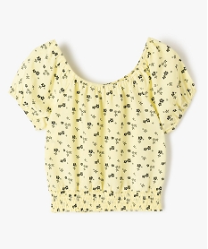 GEMO Blouse fille à col Bardot et smocks Jaune